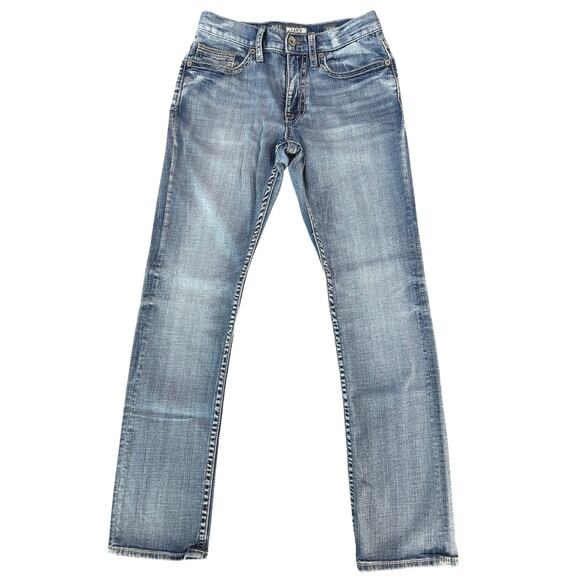 BKE Jake Jeans Men's 28R (28x31) Blue Straight Leg Light Wash Denim Buckle EUC